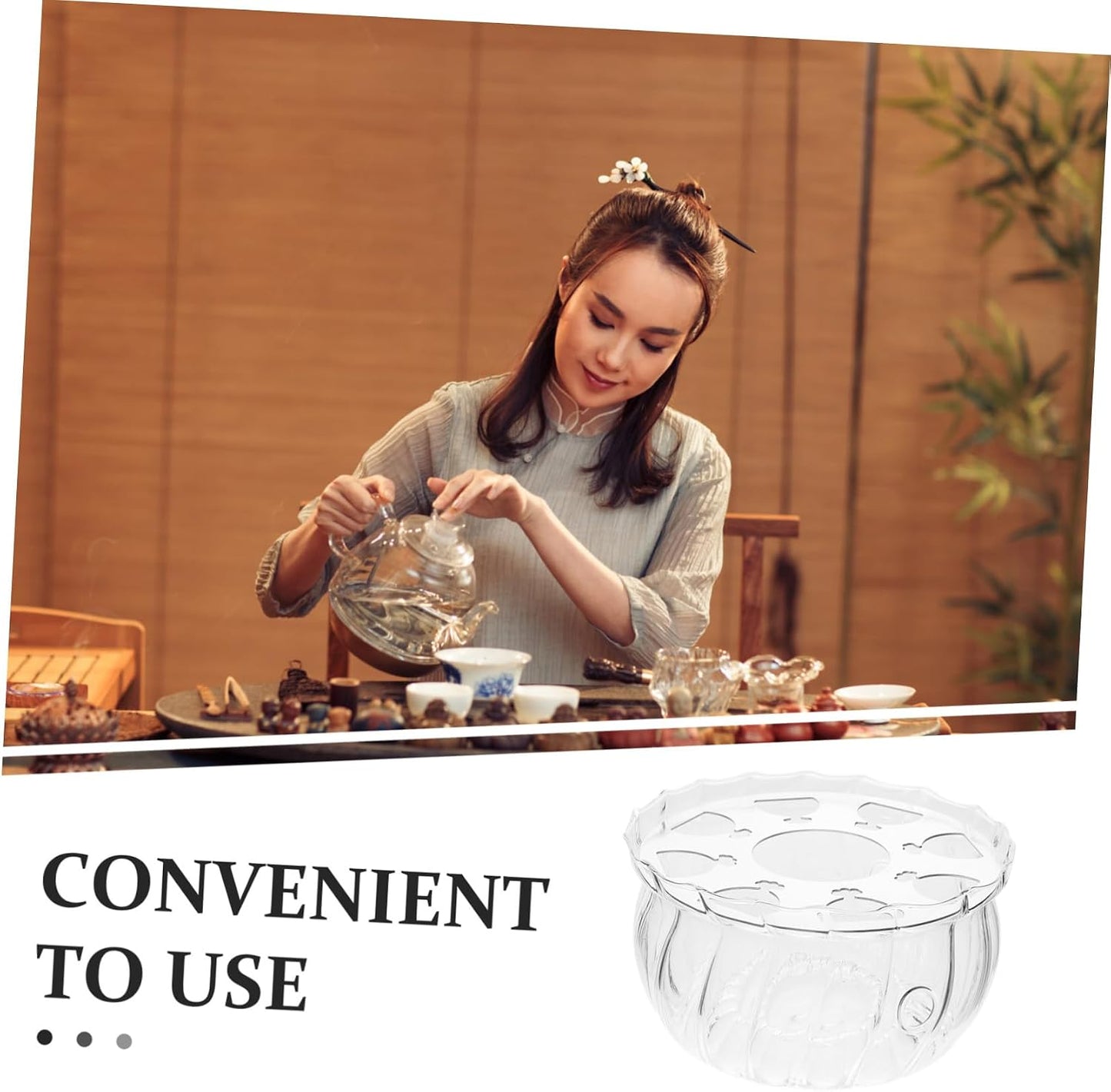 OUNONA Glass Tea Kettle Warmer Candle Base Multi-use Teapot Heater for Tea and Soups Easy to Clean Decorative Stand for Use