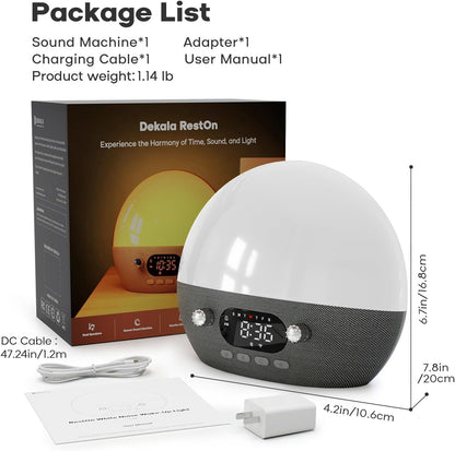 Sunrise Alarm Clock for Heavy Sleepers, Wake Up Light with Sunrise/Sunset Simulation, Dual Alarms & Natural Sounds, Snooze & Sleep Aid, FM Radio, 7 Colors Night Light for Bedroom, Ideal for Gift
