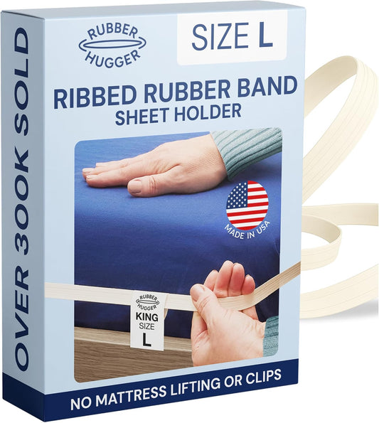 RUBBER HUGGER Elastic Fitted Sheet Straps - King 76x80, Anti-Slip