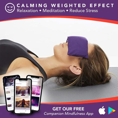 Lotus Lavender Eye Pillow - Weighted Mask for Yoga & Sleep | NOLAVA Sleep & Wellbeing App included; warm or cool headache relief; organic cotton, lavender-flaxseed fill.