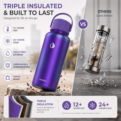 22 oz Ceramic Lined Tea Infuser Travel Tumbler, Micro-Mesh Stainless Steel Infuser, Pure Taste Ceramic Interior, Triple Insulated 12hr Hot Cold, Dual Sip & Straw Lid, Scratch-Resistant