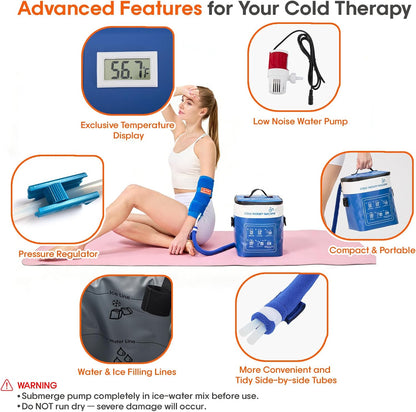 JOBYNA Leakproof Cold Therapy Knee Pad – Compatible Exclusively Ice Therapy Machine, Continuous Circulating Ice Knee Wrap for Post-Surgery Recovery, ACL, Meniscus Tear – No Gel Replacement Pad