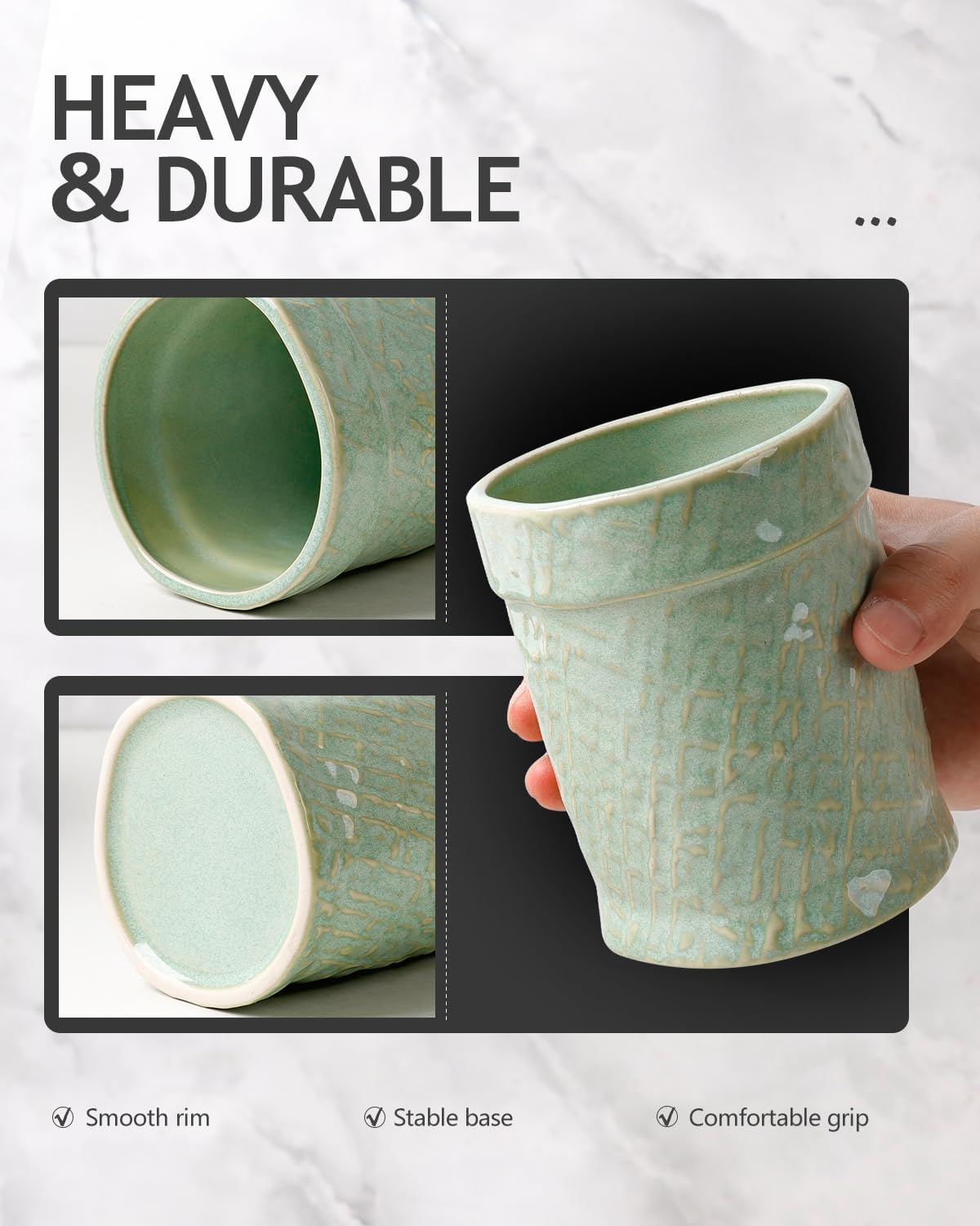Toothbrush Holder, Tooth Brush Holder for Bathroom - Ceramic Toothbrush Cup White Toothbrush Holders Countertop, Makeup Brush Holder Pen Holder, 3.62" x 3.62" x 3.93", ANTIS'S HOME