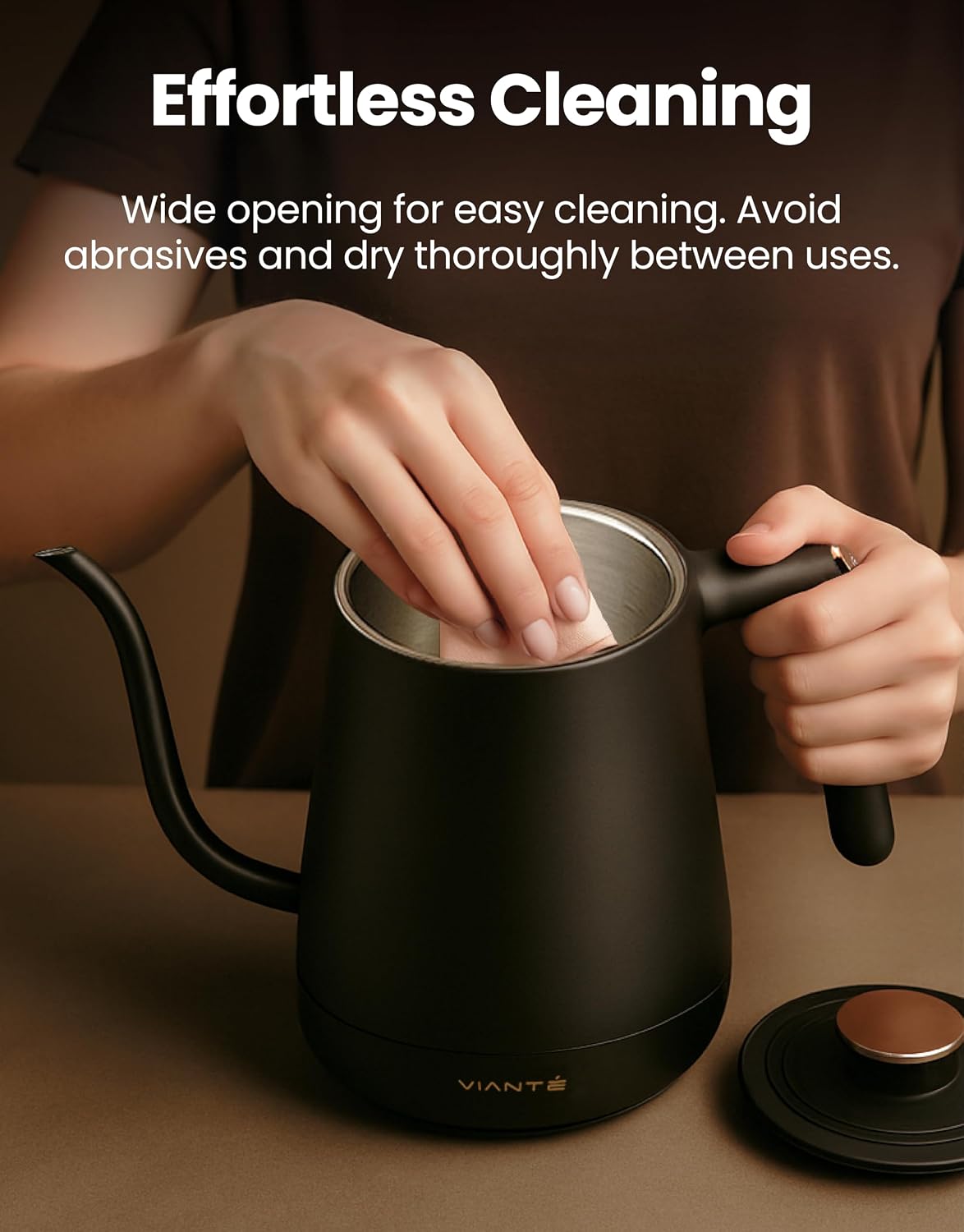 Viante Alba Electric Tea Kettle With Infuser, No Plastic, 1.5L | Borosilicate glass & 304 stainless steel construction. 4 temp presets, keep-warm, cordless, auto shut-off