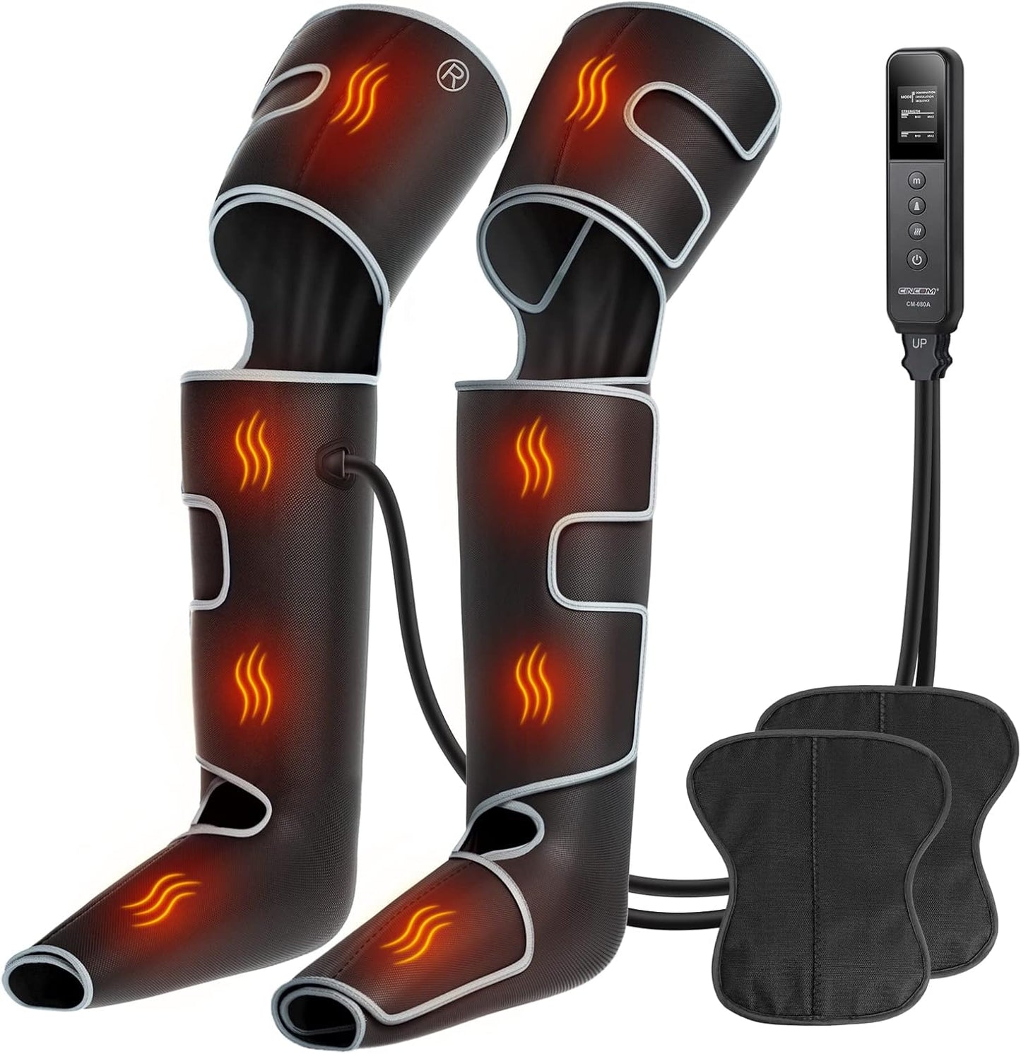 CINCOM Leg Massager with Heat and Compression FSA - HSA, Sliver | 3-in-1 Foot Calf & Thigh Massager for Circulation and Pain Relief Helpful for Lymphedema Edema Restless and Relaxation
