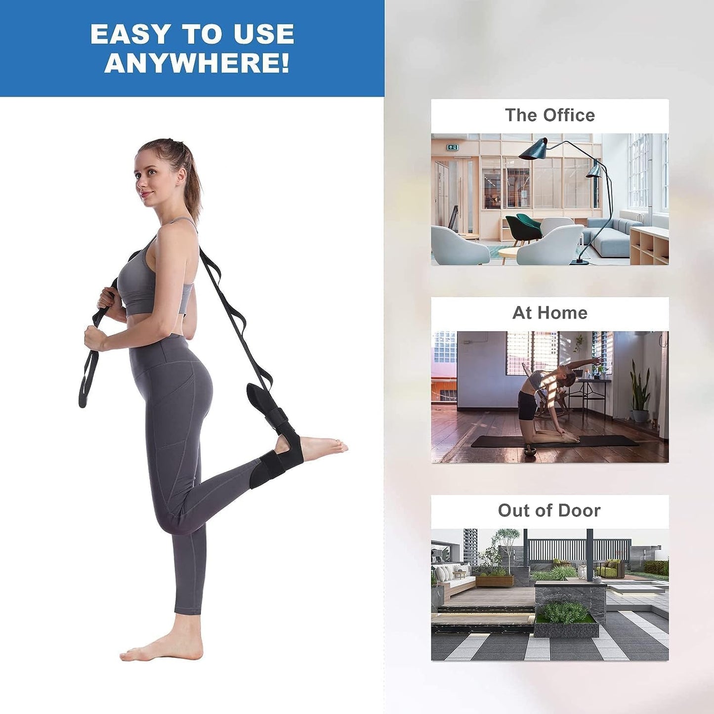 Foot Stretcher Strap for Plantar Fasciitis and Calf Stretching | Hamstring Relief, Achilles Tendonitis, Yoga Exercise, Leg Stretcher Belt, Ligament Stretching