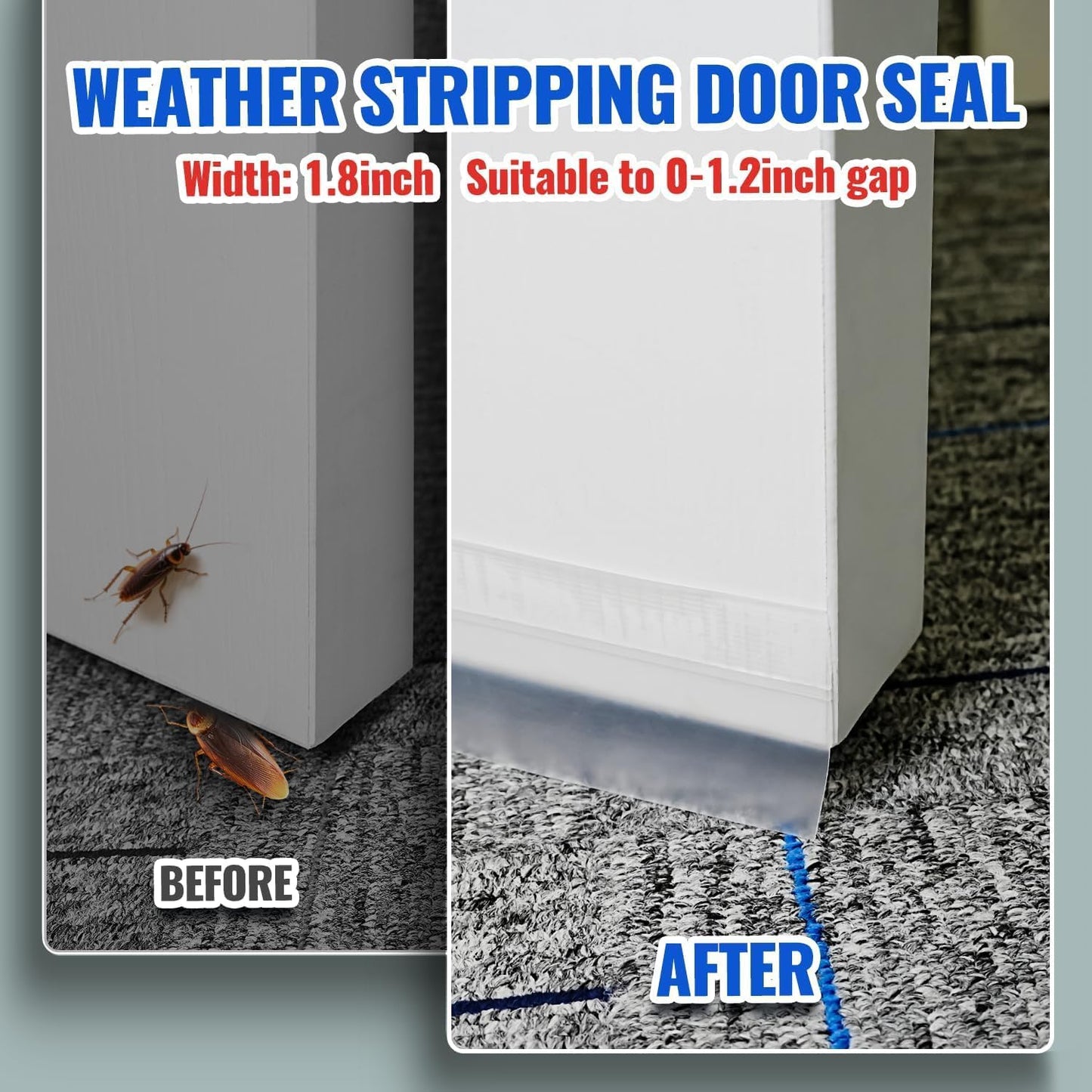 Weather Stripping Door Seal - Draft Stopper for Windows Doors, 33Ft | Seals Gaps up to 1.2in, Stops Heat Cold Escaping, Boosts HVAC, Blocks Wind Dust Insects, Strong Adhesive, Easy Trim Install