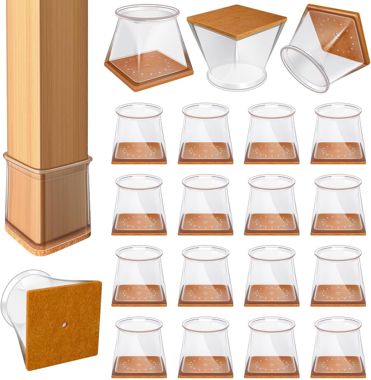 VIUME 24 Pcs Chair Leg Floor Protectors for Hardwood Floors Round | Silicone Covers Felt Pads Furniture Leg Caps Anti-Scratch Reduce Noise Fit (1-5/16" to 2")