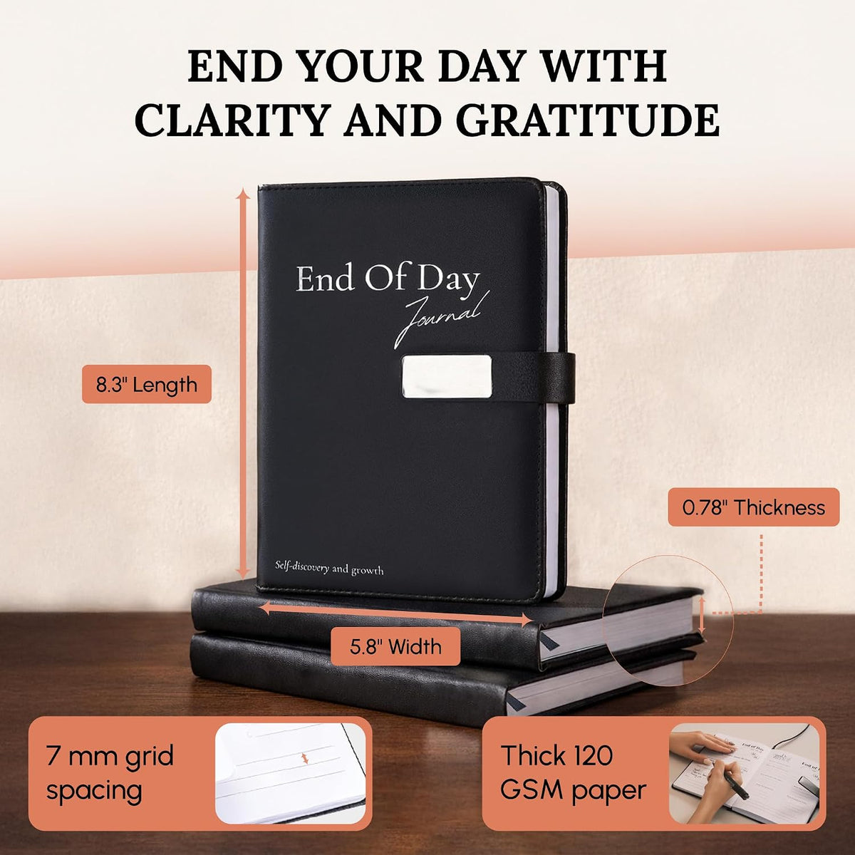 Tayri End of Day Journal – 5 Minute Daily Gratitude & Reflection Notebook