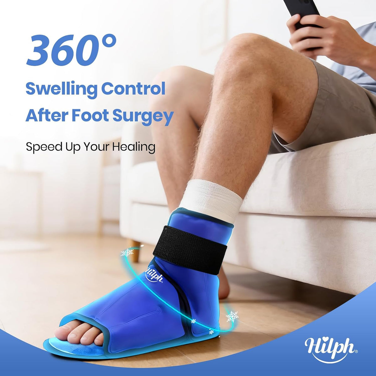 Hilph Foot Ankle Ice Pack Wrap for Injuries, Ice Boot for Surgery Recovery