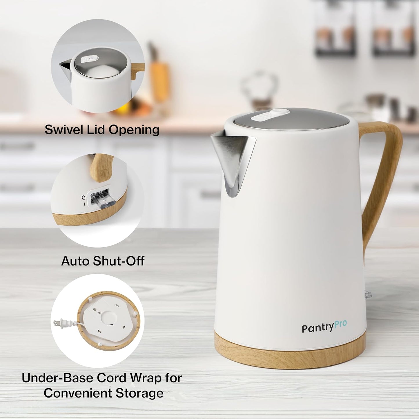 1.0L 1500W Gooseneck Electric Kettle - Stainless Steel Interior - Rapid-Boil - Auto Shut-Off, Boil-Dry Protection, Temperature Control, LED Indicator - Black by The Display Guys