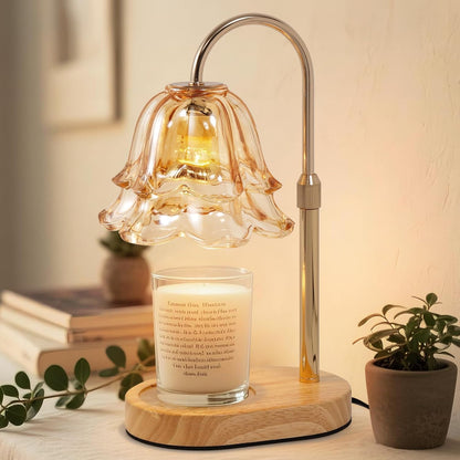Flower Candle Warmer Lamp with Timer - Dimmable Electric Candle Lamp, Glod