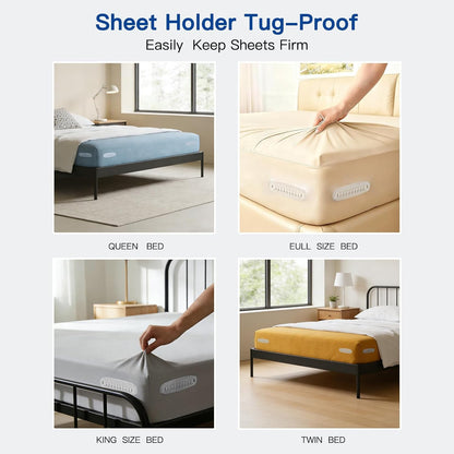 Sheet Holders Bed Sheet Grippers - Fitted Sheet Holder for Corners Keep Sheets Firm & Tight Fit All Sheet Sizes Sheet Straps Clips Easy Installation
