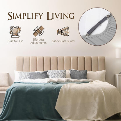 Boao 24 Pcs Bed Sheet Clips Straps Heavy Duty Adjustable Fasteners Elastic Fitted Bed Holder Mattress Corner Sheet Fasteners for Home Room Couch Supplies(White,8-12inch)
