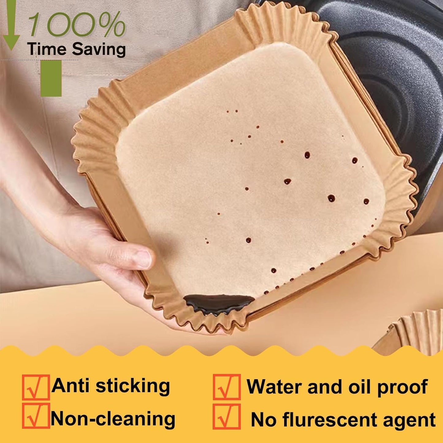 Air Fryer Liners for bella 4Qt Slim Air Fryer, Bella Air Fryer Accessories, Parchment Paper Liners Disposable Rectangular for Ninja Foodi 2-Basket, Instant Pot Vortex Plus, PowerXL Vortex(100Pcs)