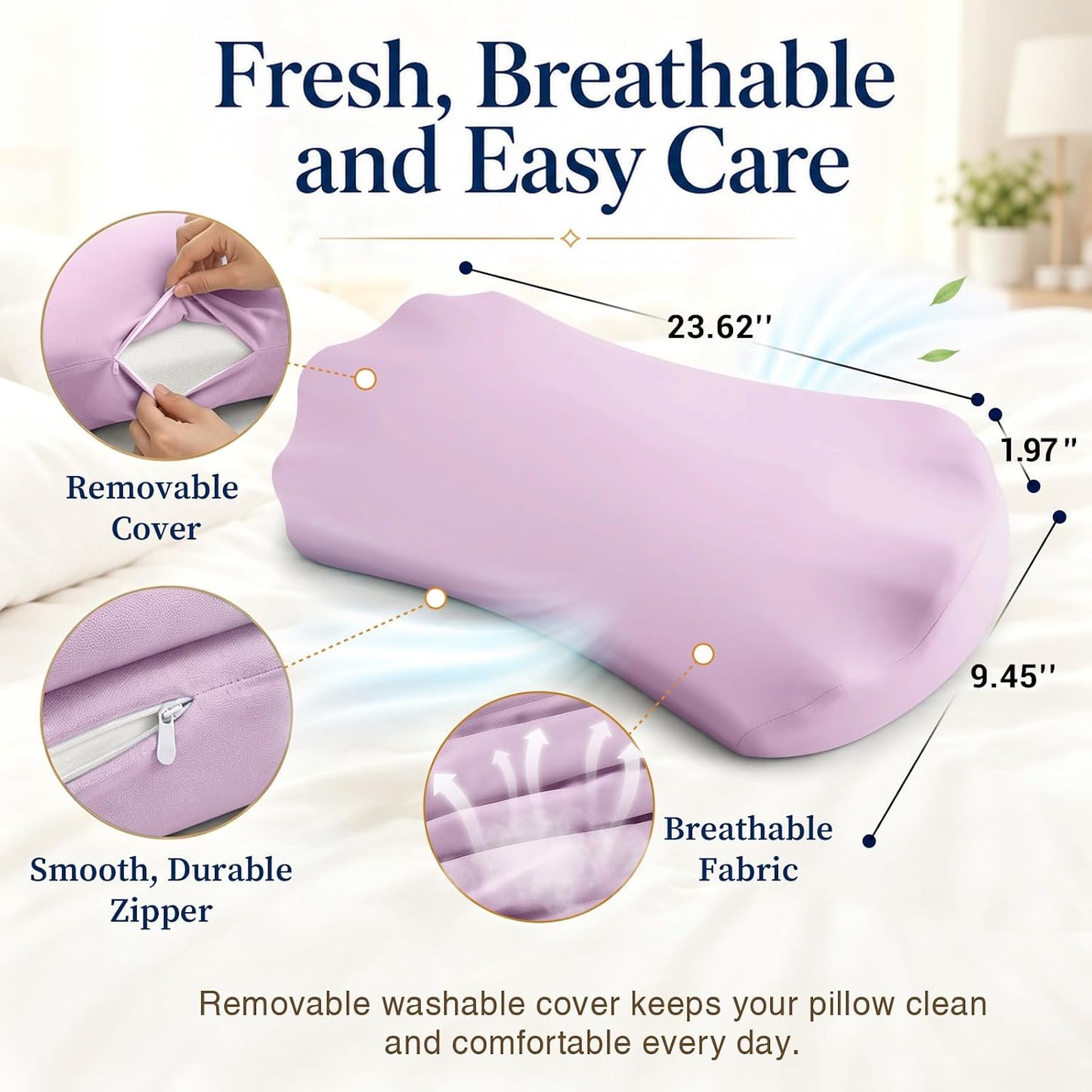 Fledano Lumbar Support Pillow for Bed – Memory Foam Lower Back Pain Relief Pillow for Sleeping, Ergonomic Lumbar Pillow for Side & Back Sleepers, Sciatica & Hip Pain Relief, Washable Cooling Cover