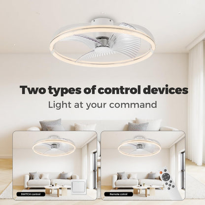 18.9" RGB Flush Mount Ceiling Fan with Light, 6 Speeds 3 Colors | Indoor Ceiling Fan · RGB+3CCT Dimmable · App/Remote Control · Quiet DC · 6-Speed Reversible · Flush Mount 18.9" · Kids Room