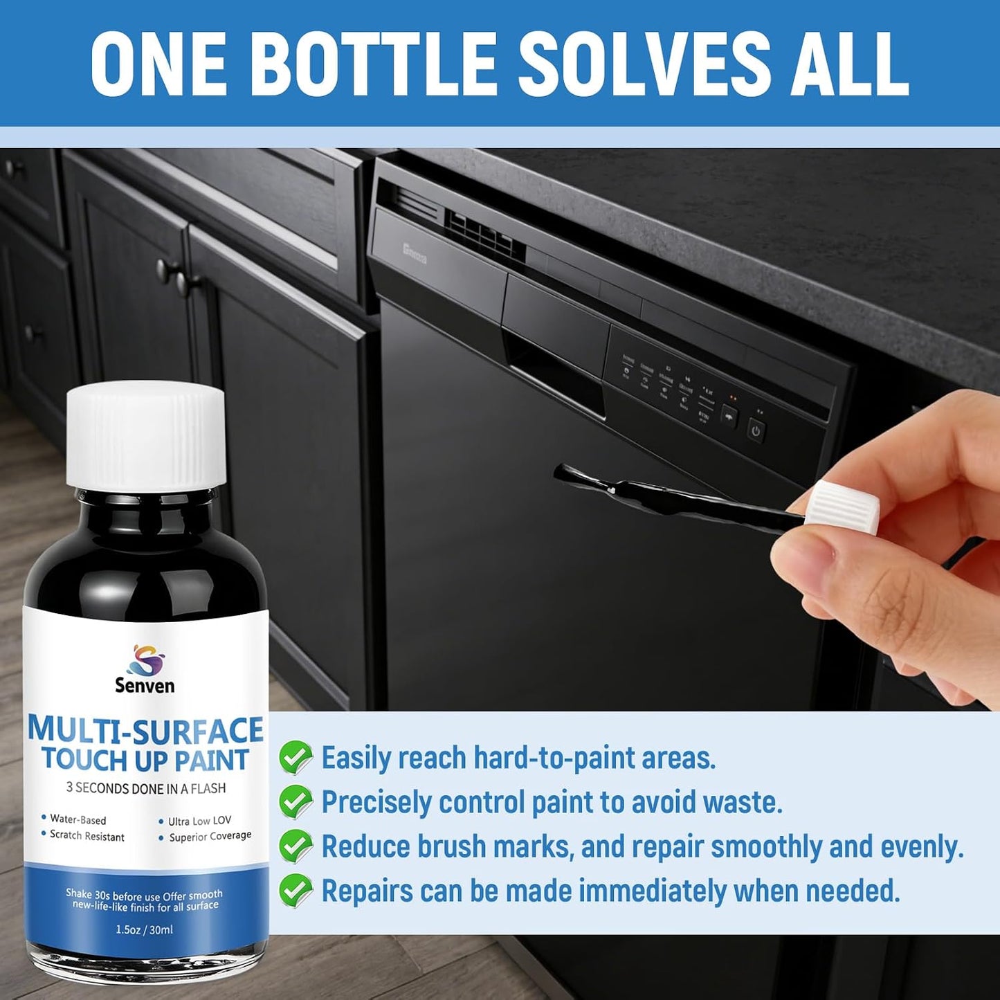 White Touch Up Paint High-Gloss Multi Surface Acrylic White Touch Up Paint Pen Scratch Repair for Metal,Walls,Cabinets,Appliances,Wood,Door,Furniture,Enamel 1.5 Fl Oz