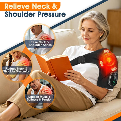 Shoulder Heating Pad with Massage, Rotator Cuff Shoulder Brace for Frozen