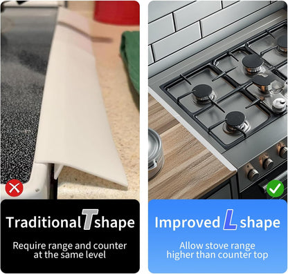 Stainless Steel Stove Gap Cover (2 Pack, Black), Stove Gap Filler for Kitchen, Range Trim Kit, Heat Resistant with Easy Clean, Adjustable Length 13.8” to 27.5”
