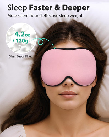 MABAO Weighted Sleep Mask, 100% Blackout Blindfold for Sleeping, Black