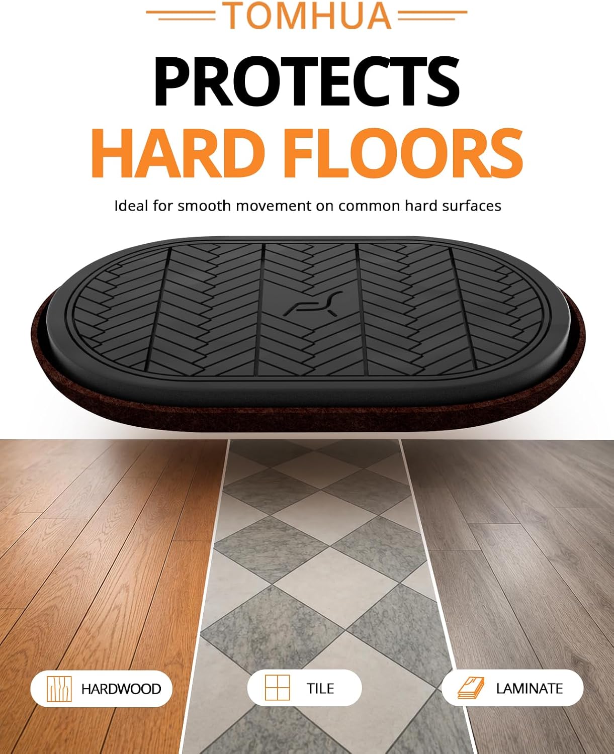 Furniture Sliders for Hardwood Floors Felt Heavy-Duty Furniture Movers | 8 Pack 9-1/2" Oval Reusable Furniture Slider with Extra Thick Design Beige Felt Sliders for Hard Surfaces Effortless Moving