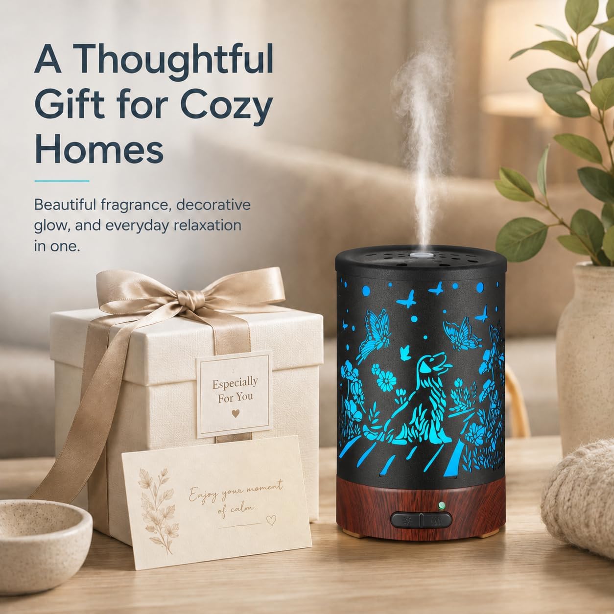 Tree Essential Oils Diffuser for Home 150ML Aromatherapy Diffuser | Birthday Gifts for Women mom,Metal Cool Mist Humidifier with 7 Colors Lights Waterless Auto Off Air Diffusers