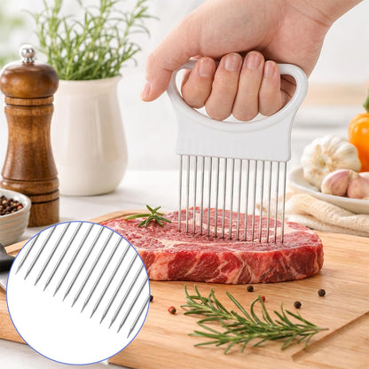 4 Pcs Onion Holder Slicing with Protective Cover, Assistant ToolStainless Steel