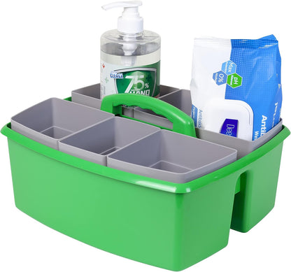 Storex 2-Compartment Large Cleaning Caddy – Multipurpose Supply Organizer with Handle - Black, 1-Pack (00973A06C)