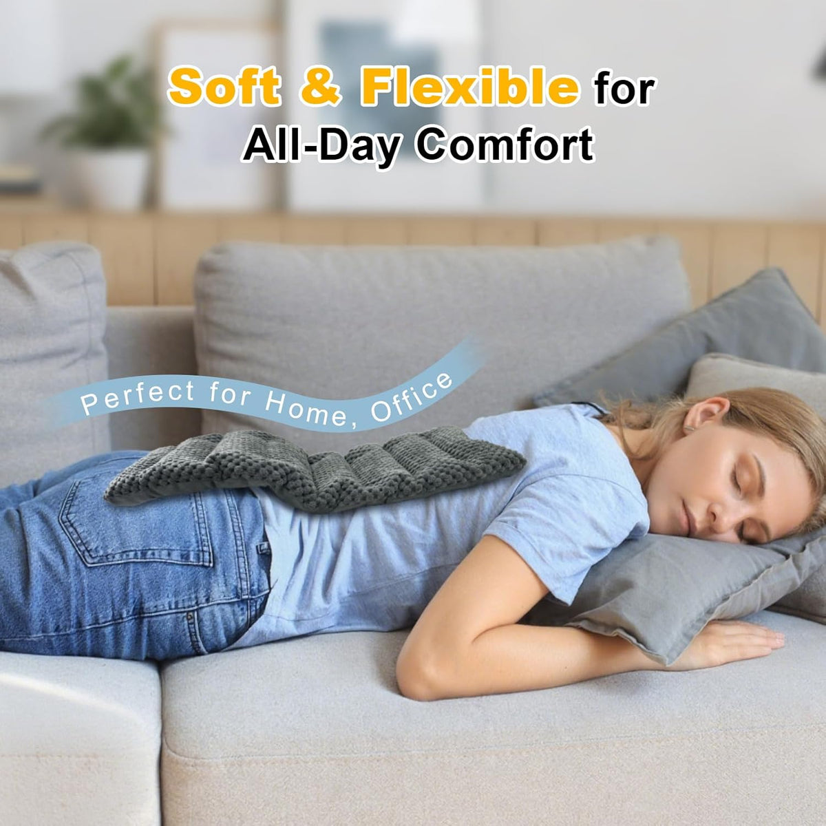 Microwave Heating Pad 16x7 inches Microwavable Heat Pack for Muscle Pain Relief Moist Rice Clay Bean Bag Pack Heat Therapy for Shoulders, Lower Back, Abdomen Cramps Hot Cold Compress Reusable 1.8 LBS