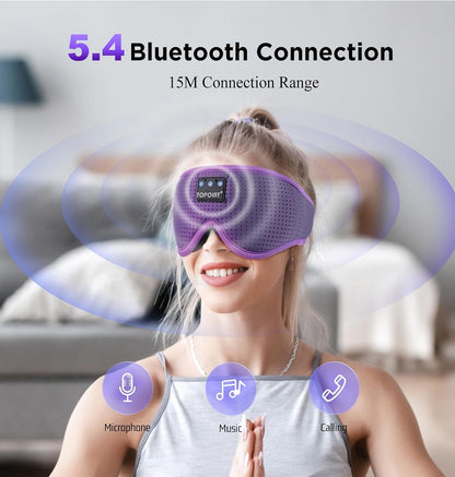 TOPOINT Sleep Mask with Bluetooth Headphones, 3D Eye Mask for Sleep Headphones with White Noise, Total Blackout, 5.4 Bluetooth, Timer, 15 Hours for Women Men, Travel, Meditation, Nap, CPAP Users