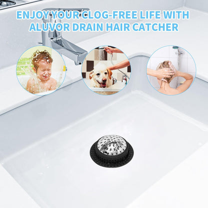 Aluvor Bathtub Drain Hair Catcher Shower Drain Cover Sink Drain Protector | Bathroom Sink & Bathtub Drain Strainer for Pop-Up & Regular Drains, grey