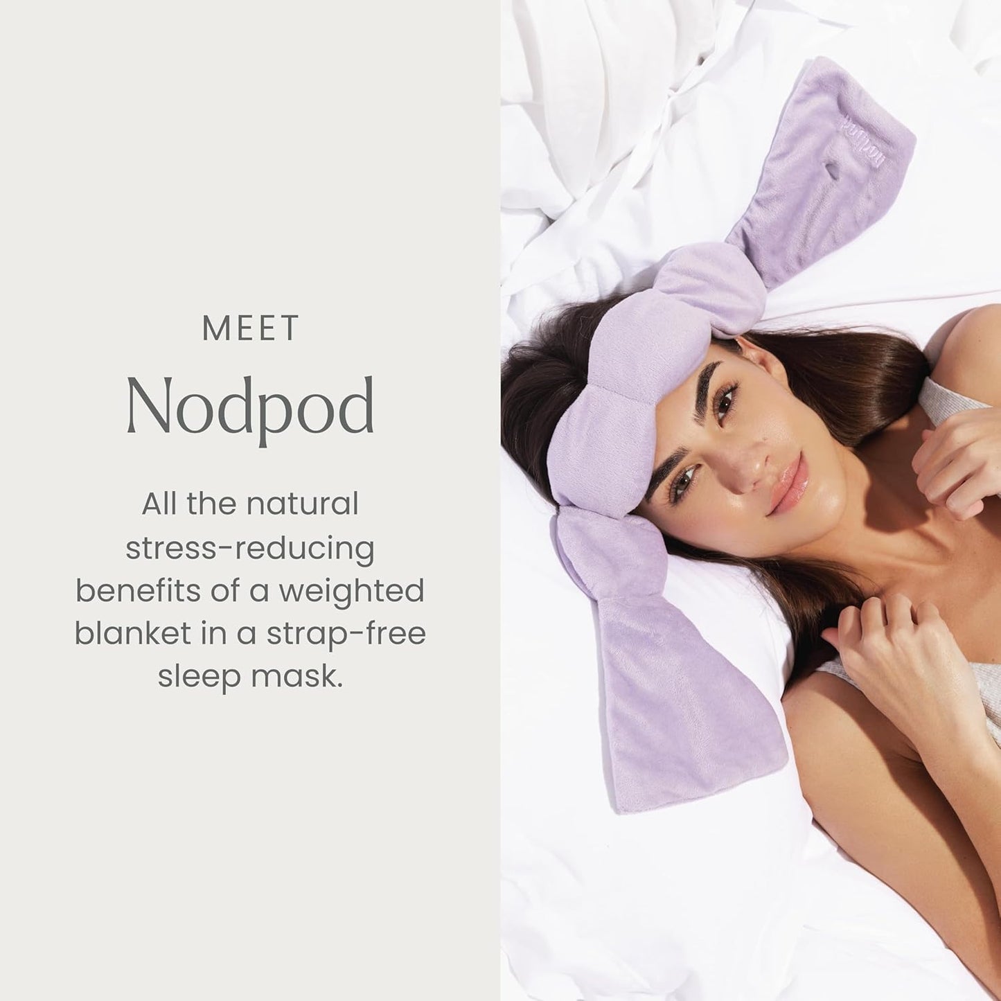 Nodpod Mineralized Silk Gentle Pressure Sleep Mask - Strap-Free, Light-Blocking Design for Sleep, Travel & Relaxation - Weighted Eye Pillow, Machine Washable (Willow)