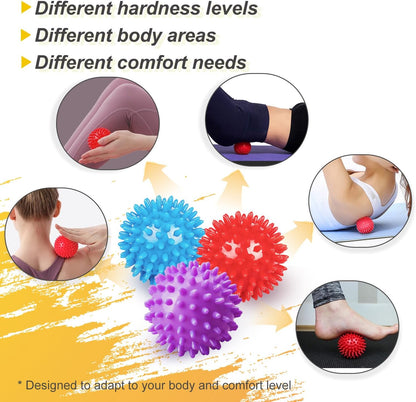 3-Pack Massage Balls for Office Workers with Different Hardness for Daily Muscle Relief