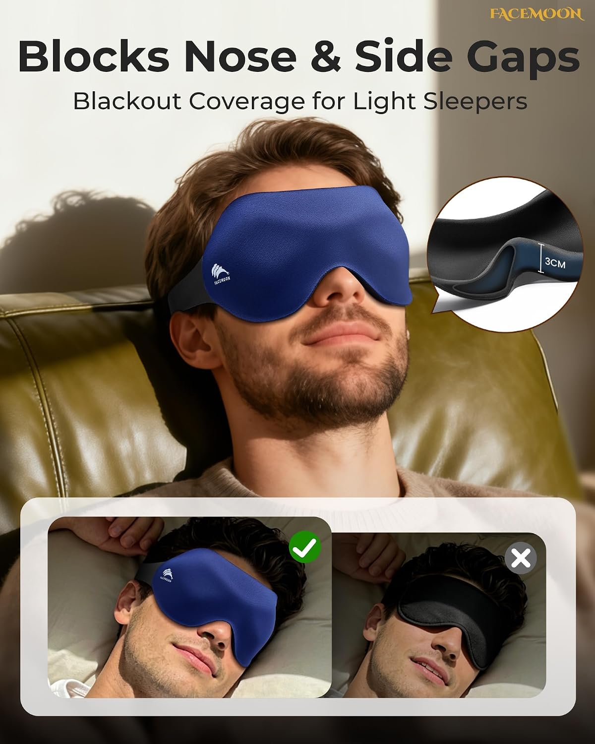 Sleep Mask for Side Sleepers: Lash Extensions 3D Contoured Eye Mask – Airplane Travel Essential, Zero-Pressure Light Blackout Eye Mask for Women – Soft Night Blindfold for Long Flights (Purple)
