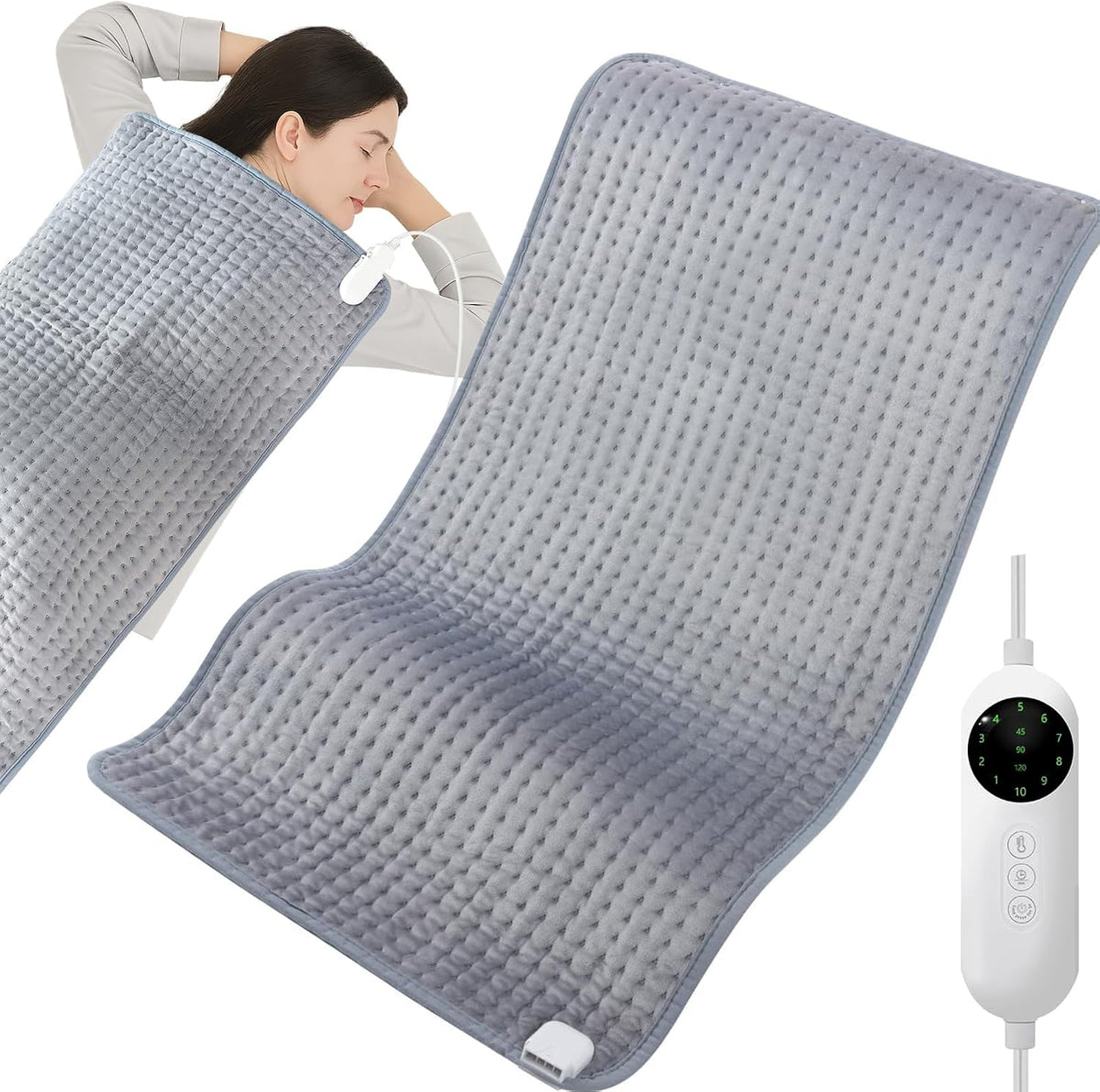 Heating Pad for Neck and Shoulders and Back Pain Relief, Large Size 24”X34” Electric Heating Pad with 9 Heat Setting & 4 Auto-Off Timers - Gifts for Women Men