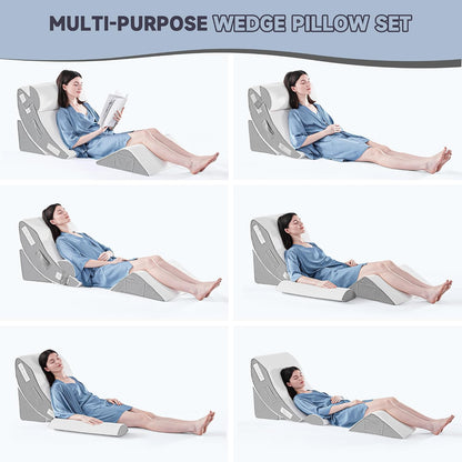 Yojoker Leg Elevation Pillows for Swelling, Memory Foam Wedge Pillow for Legs Blood Circulation, Leg Elevation Pillows for After Surgery, Knee Wedge Pillow for Sleeping Back Hip Ankles Relief