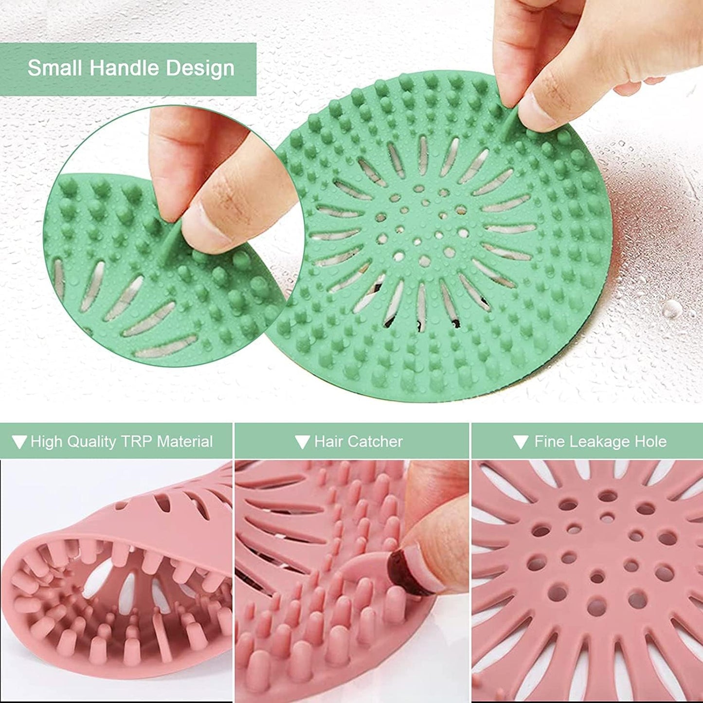 Shower Drain Hair Catcher, Bathroom Sink Drain Strainers, Durable Silicone Hair Stopper, Drain Cover Strainer to Catch Hair Easy to Install and Clean Suit for Bathtub Kitchen Sink Shower Floor (4Pcs)