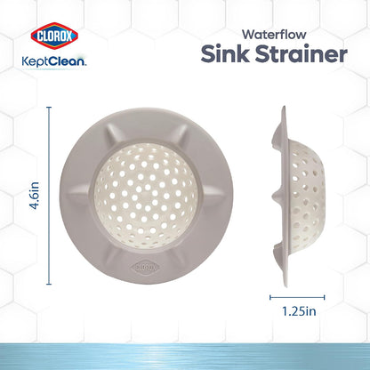 Clorox KeptClean™ 3-Piece Kitchen Sink Set with Two Interlocking Non-Slip Dish Drying Mats and Self-Draining Faucet Guard Splash Protector for Sink Areas, Almond Cream