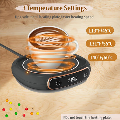 Coffee Mug Warmer, Cup Warmer with Auto Shut Off, Fast Bottle Warmers for All Bottles，3 Temp Settings, Multifunctional Bottle Warmer for Coffee, Beverage, Milk, Tea, Coffee Warmer Plate,Black