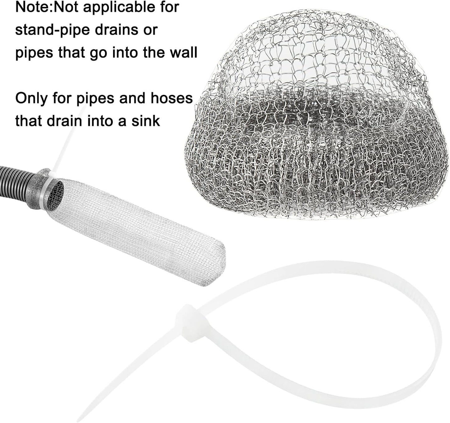 24 Pieces Lint Traps Washing Machine Stainless Steel Lint Snare Traps Laundry Mesh Washer Hose Filter with 24 Pcs Cable Ties