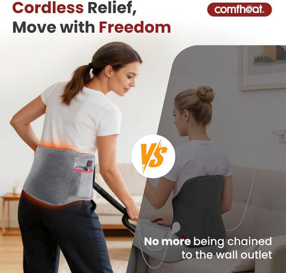 10000mAh Cordless Heating Pad for Back, Portable Rechargeable | Lower Back Pain Relief Wearable Heat Belt Battery Powered, Fathers Day Dad Gift for Men Women Mom Lumbar, Up to 60" Waist