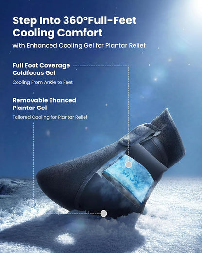 Tolaccea Plantar Fasciitis Night Splint Ice Pack Sock with Full Foot Ice Gel & Enhanced Cooling Arch Gel Pack, Adjustable Foot Splint for Women & Men for Foot Drop & Heel Pain (S/M)