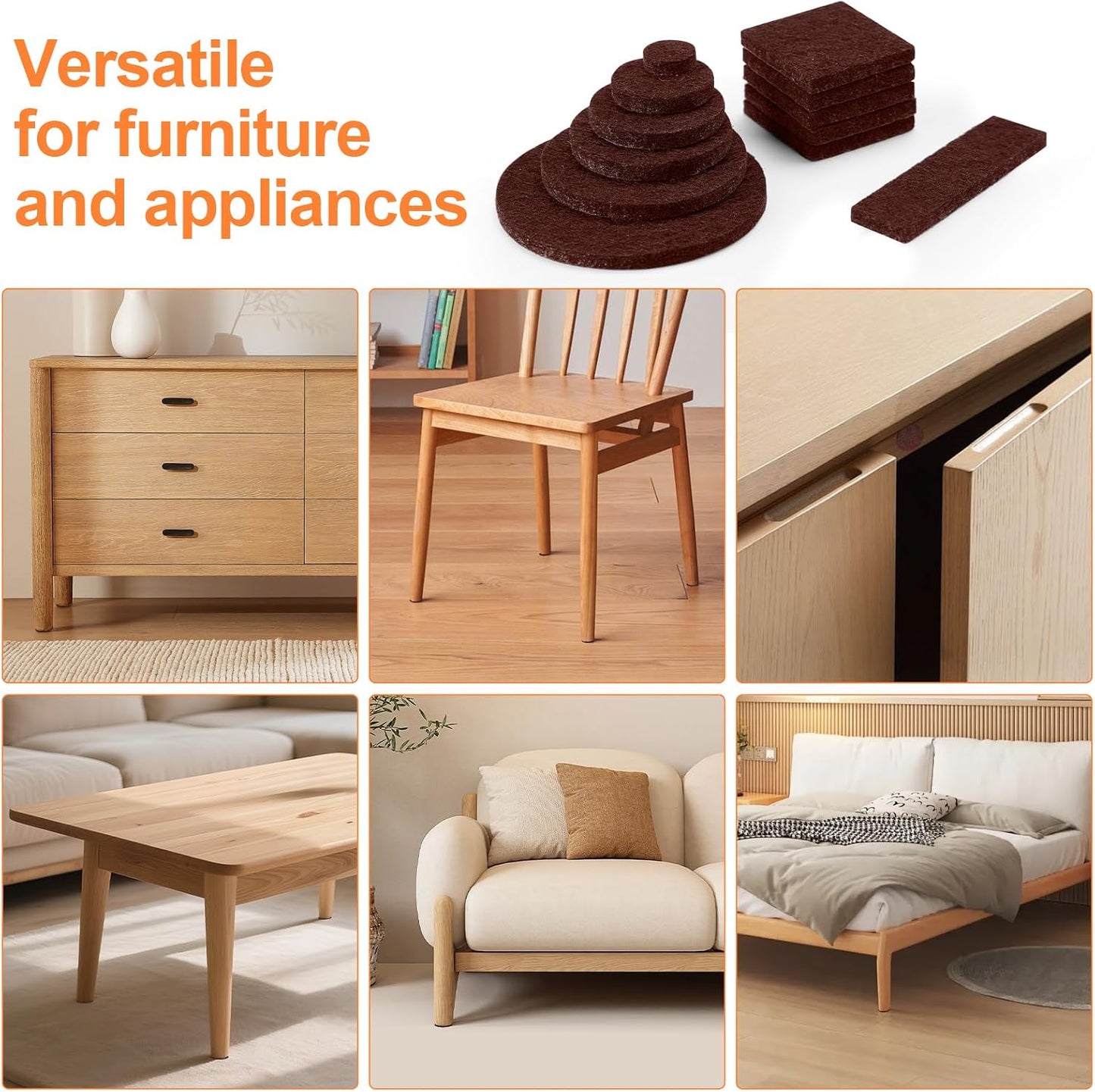 Felt Furniture Pads 300 Pieces, Furniture Pads for Hardwood Floors Black | Self-adhesive felt pads prevent scratches and noise, ideal for chair legs, suitable for hardwood floors and indoor furniture