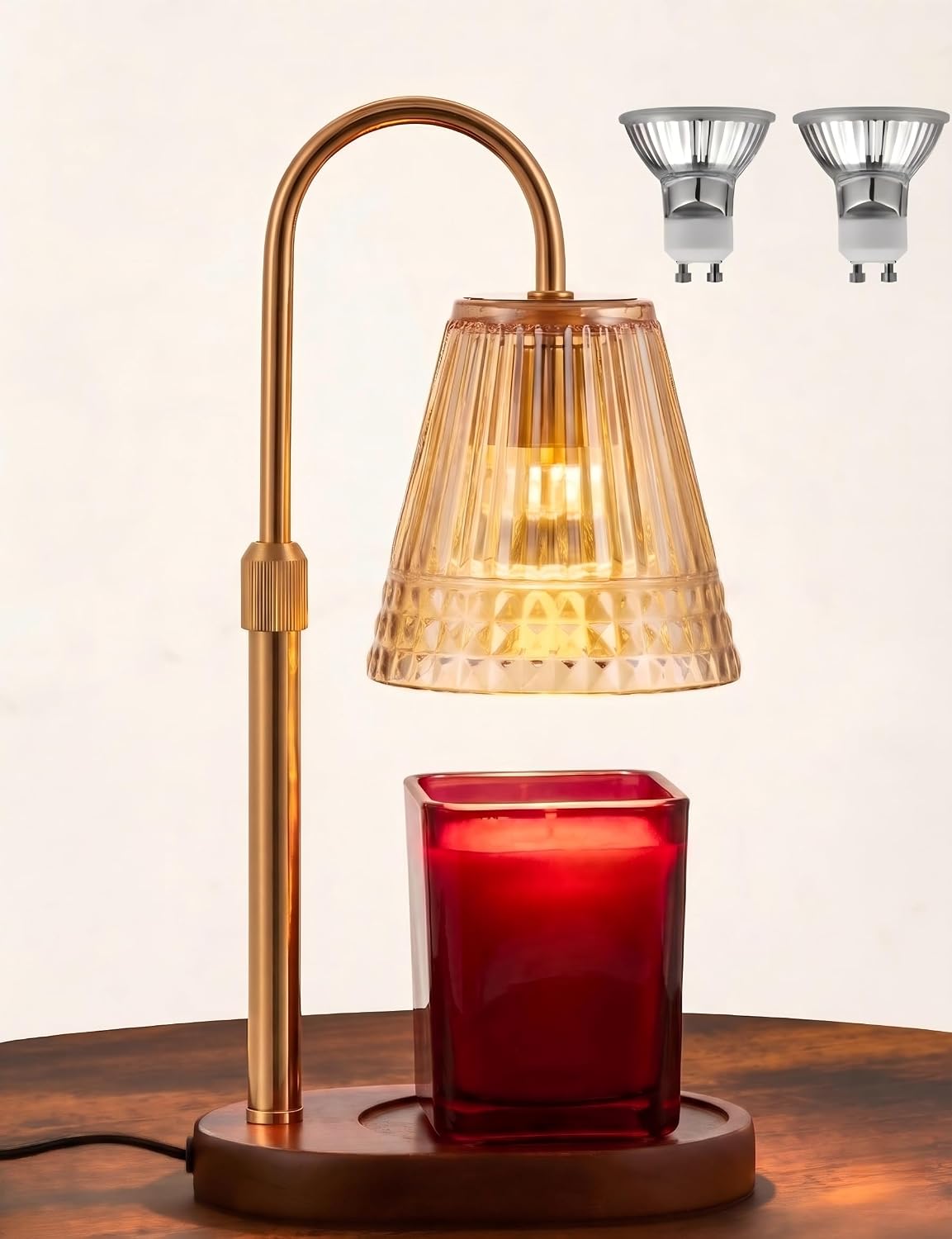 Candle Warmer Lamp with Timer Dimmer, Flameless Candle Warmer for Jar Candles, Height Adjustable Wax Warmer, House Warming Gifts New Home Decor, Birthday Gifts for Women (2 Bulbs Included)