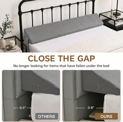Twin Bed Wedge Pillow for Headboard Gap/Bed Gap Filler Black | Long Triangle Corner Pillows with Pockets,Dense Foam,Pillow Prevents Stuff Drops, Between Twin Mattress and Frames Home Decor