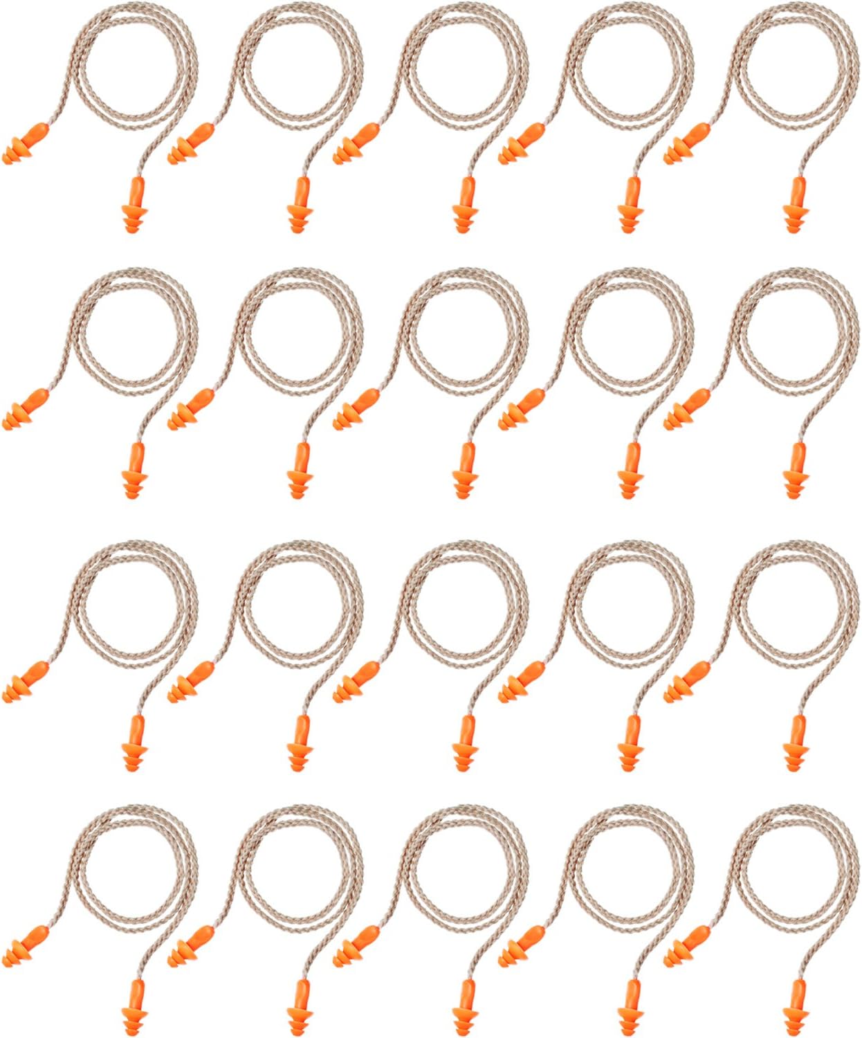 20 Pairs Corded Ear Plugs Reusable Silicone Earplugs with String Banded Ear Plug for Sleeping Noise Cancelling Noise Reduction Hearing Protection(Blue-Orange)