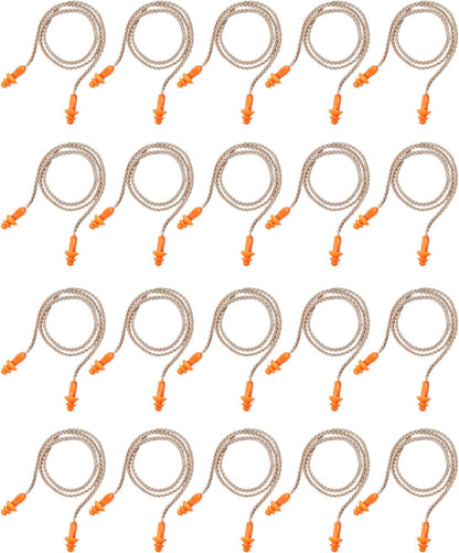 20 Pairs Corded Ear Plugs Reusable Silicone Earplugs with String Banded Ear Plug for Sleeping Noise Cancelling Noise Reduction Hearing Protection(Blue-Orange)