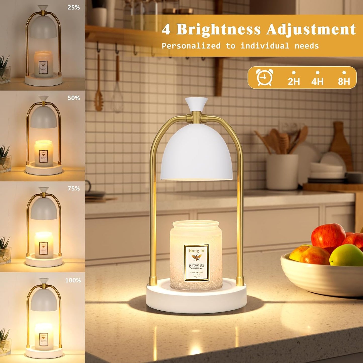 Brown Candle Warmer Lamp with Timer-Electric Candle Light for Bedroom Decor, Aromatherapy at Home | Gifts for Men | Home Gift Ideas