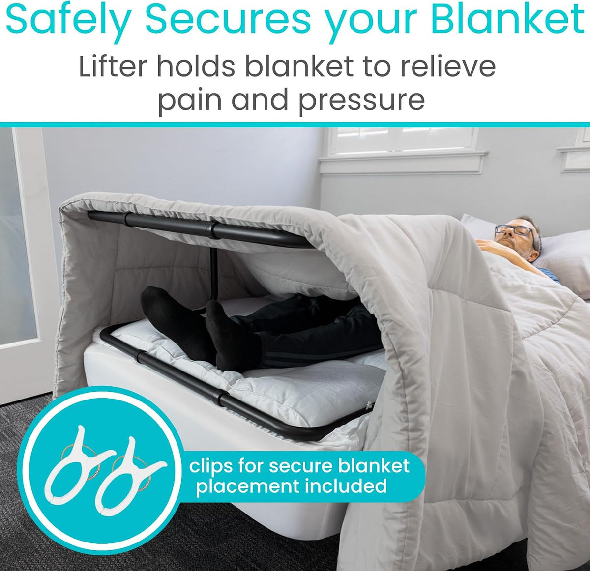 Vive Blanket Lifter for Feet 26"-34" - Adjustable Bed Foot Protector - Bed